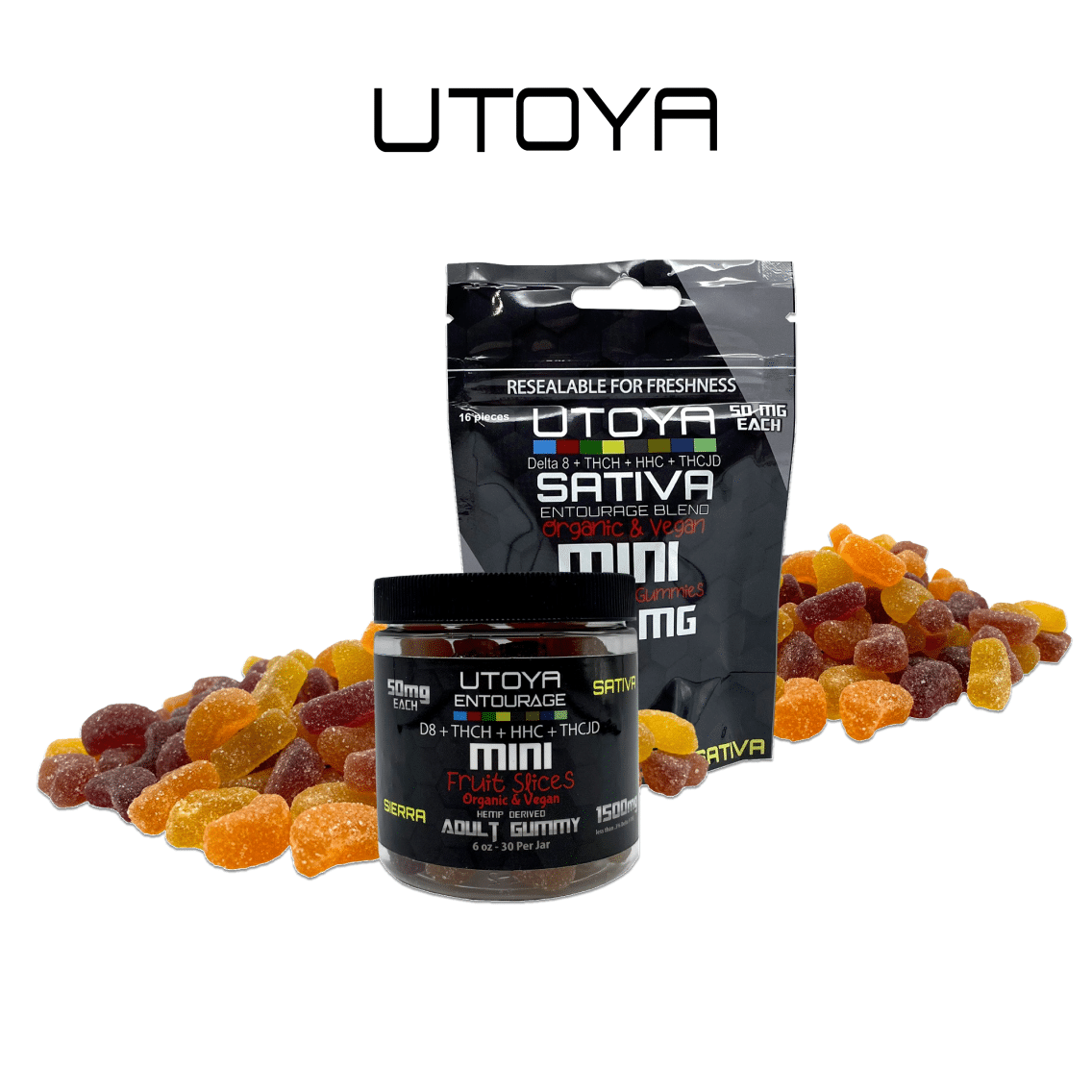 UTOYA - Sativa Mini Fruit Slices | Organic & Vegan | THCH/THCJD | 800 mg Bag